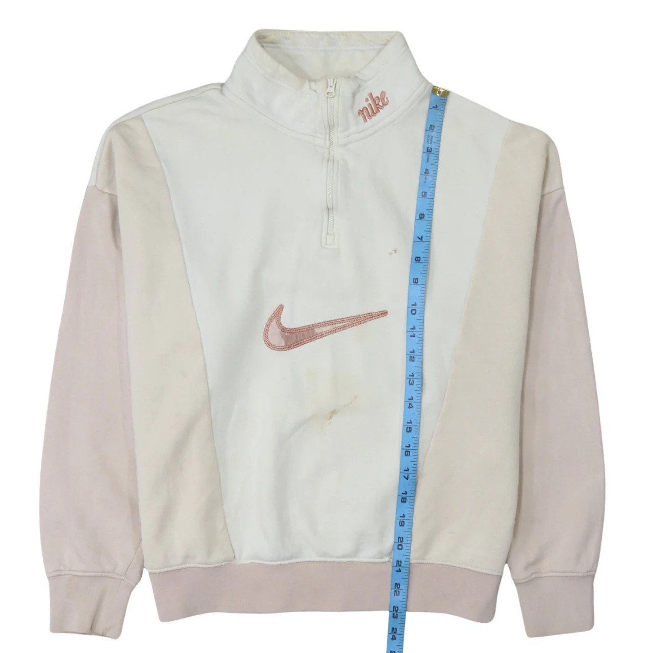 Nike Women’s Beige 1/4 Zip Pullover Sweatshirt Size S Loose Fit - Image 3