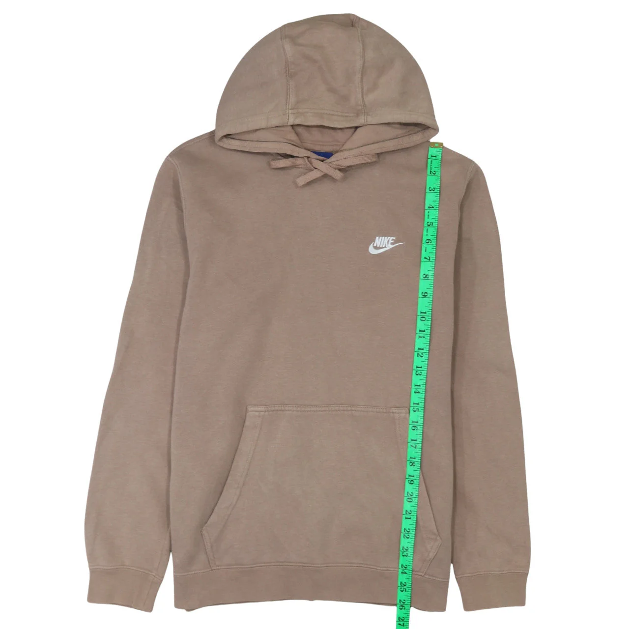 Nike Women’s Beige Pullover Hoodie M Cotton Blend Logo Sweatshirt - Image 3