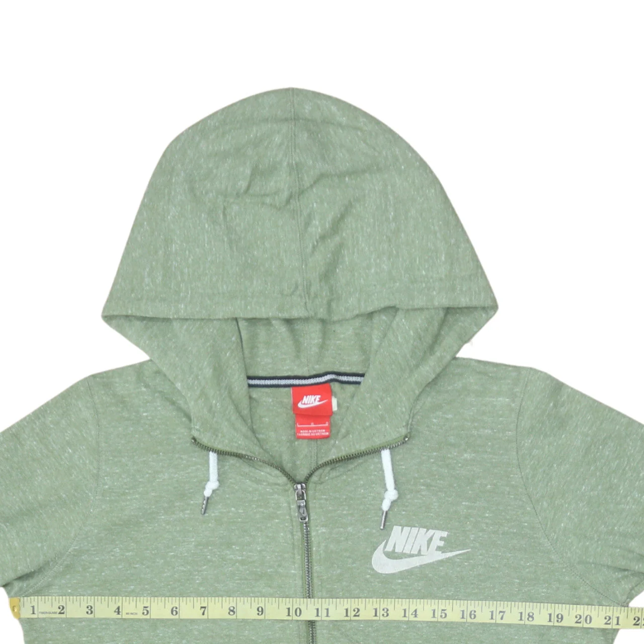 Nike Women’s Green Full Zip Hoodie Sweatshirt Size M Cotton Blend - Image 2