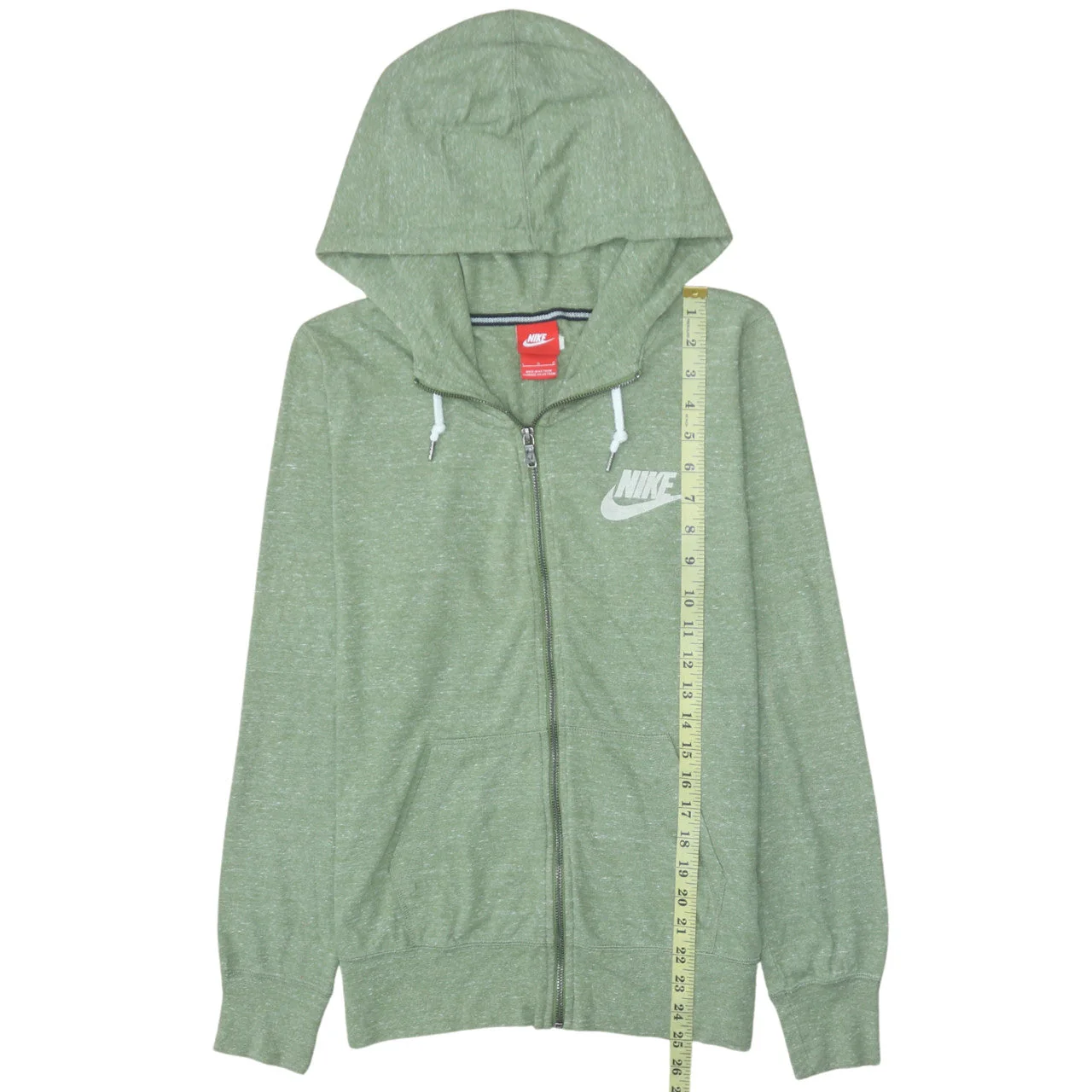 Nike Women’s Green Full Zip Hoodie Sweatshirt Size M Cotton Blend - Image 3