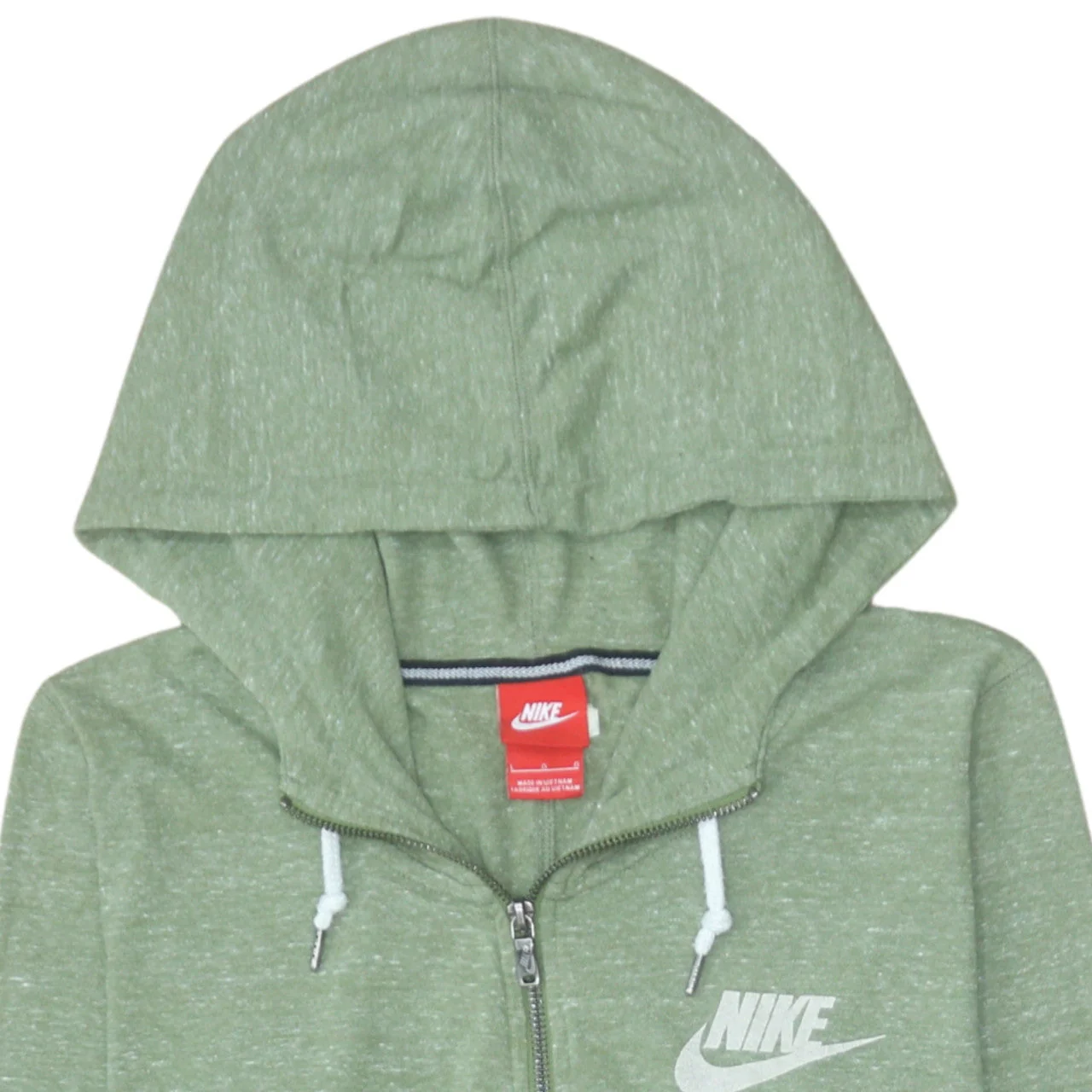 Nike Women’s Green Full Zip Hoodie Sweatshirt Size M Cotton Blend - Image 5