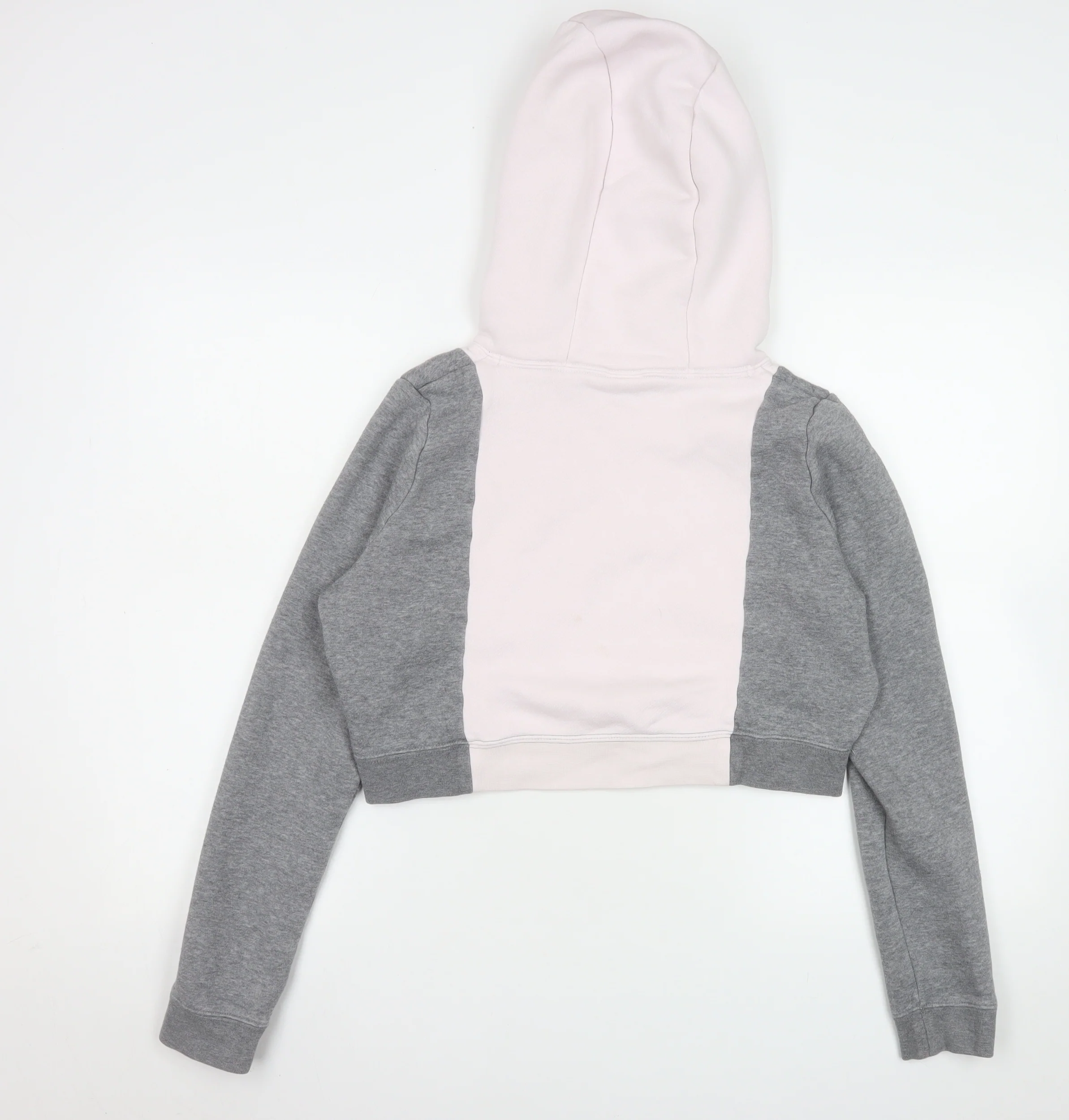 Nike Women’s Pink and Grey Cropped Hoodie Medium Cotton Blend - Image 3