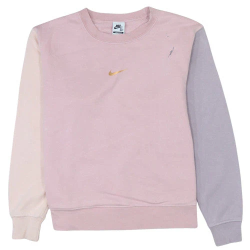 Nike Women’s Pink Colourblock Crew Neck Sweatshirt Size S Loose Fit