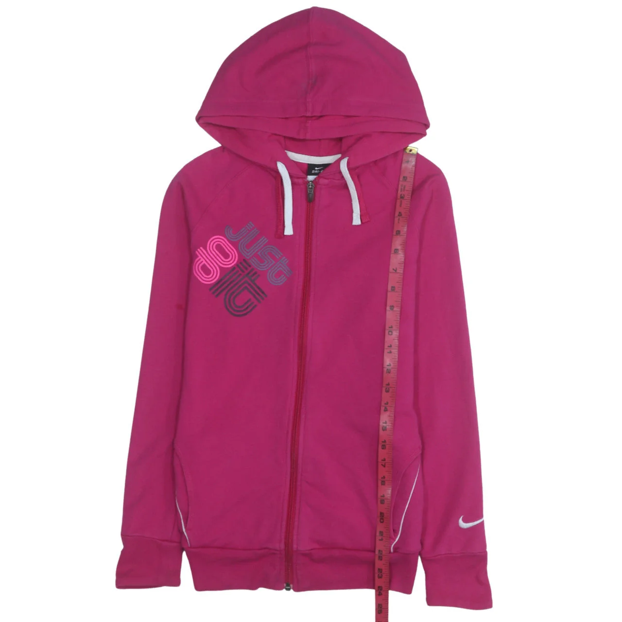 Nike Women’s Pink Full Zip Hoodie Dri-FIT S Cotton Blend - Image 3