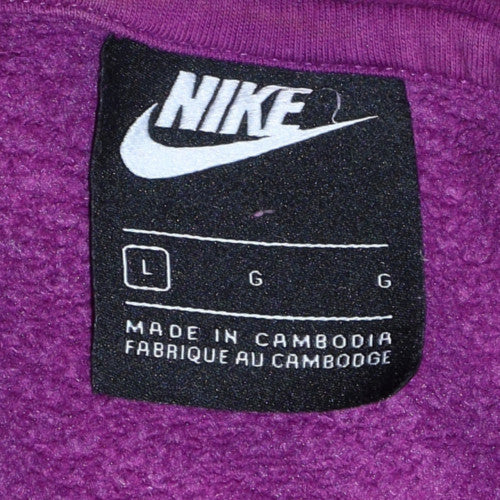 Nike Women’s Purple Pullover Hoodie L Cotton Blend Casual Sportswear - Image 5