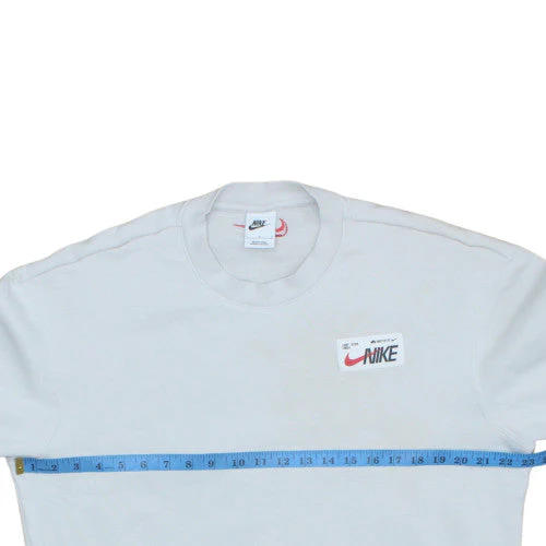 Nike Women White Cotton Crew Neck Sweatshirt L Logo Print - Image 2