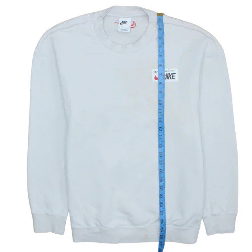 Nike Women White Cotton Crew Neck Sweatshirt L Logo Print - Image 3