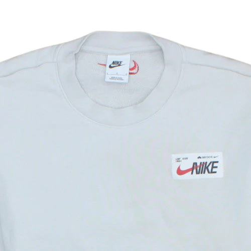 Nike Women White Cotton Crew Neck Sweatshirt L Logo Print - Image 7