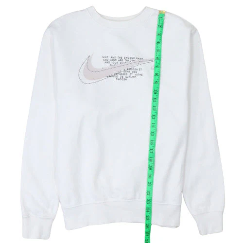 Nike Women White Medium Pullover Sweatshirt Crew Neck Graphic Logo - Image 2