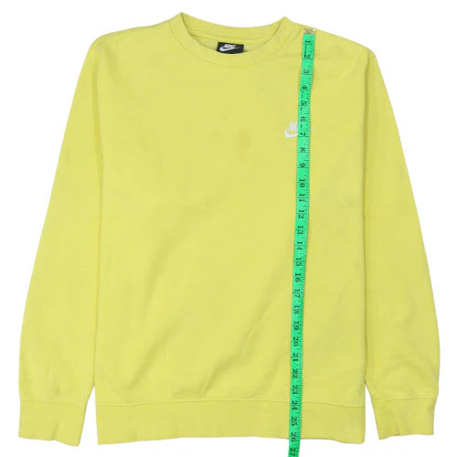 Nike Women Yellow Crew Neck Sweatshirt L Cotton Blend Casual - Image 3