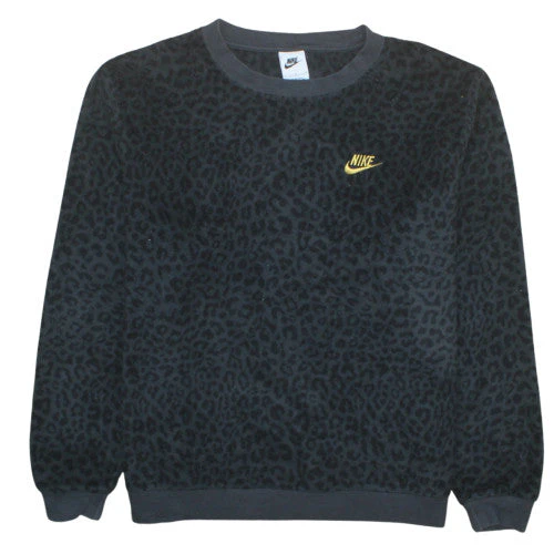 Nike Womens Black Animal Print Pullover Sweatshirt L Polyester