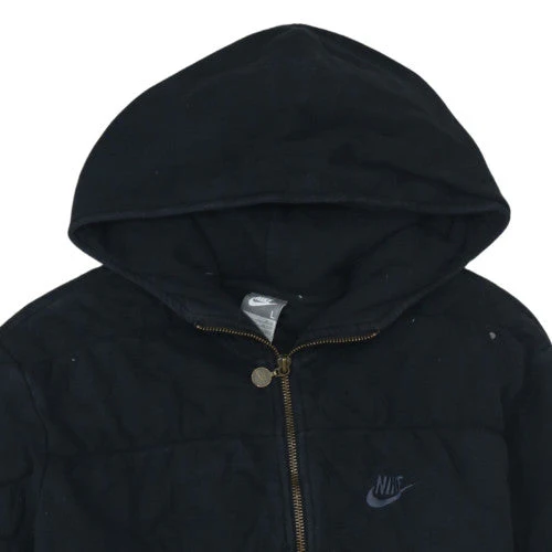 Nike Women's Black Full Zip Hooded Sweatshirt L Quilted Style - Image 6