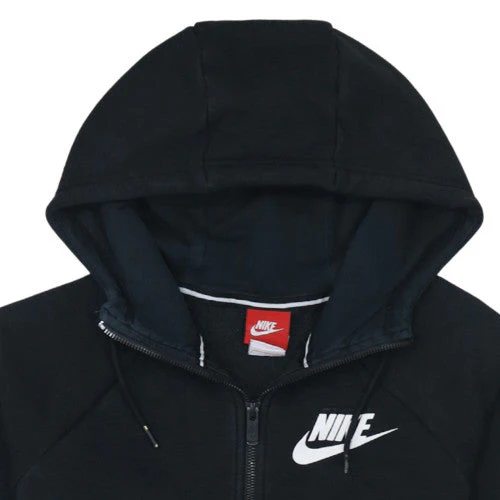 Nike Women's Black Full Zip Hoodie Small Cotton Blend - Image 7