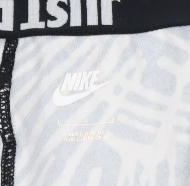 Nike Women's Black Geometric Print Stretch Leggings Size L - Image 4