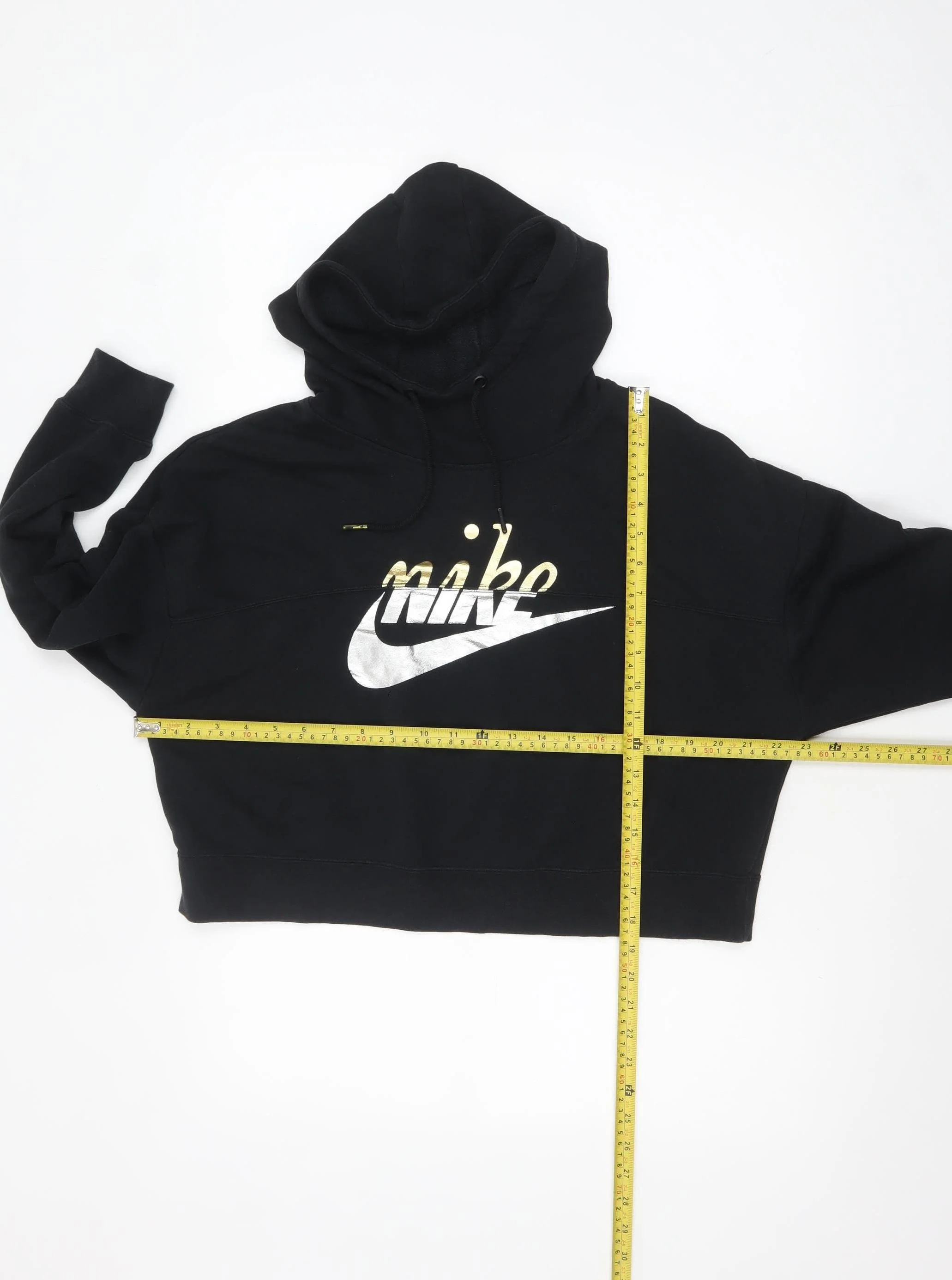Nike Womens Black Medium Pullover Hoodie with Metallic Logo - Image 2