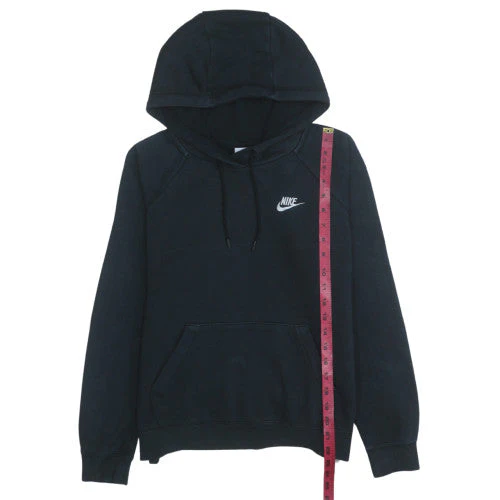 Nike Women's Black Pullover Hoodie Size S Cotton Blend Logo Sweatshirt - Image 2
