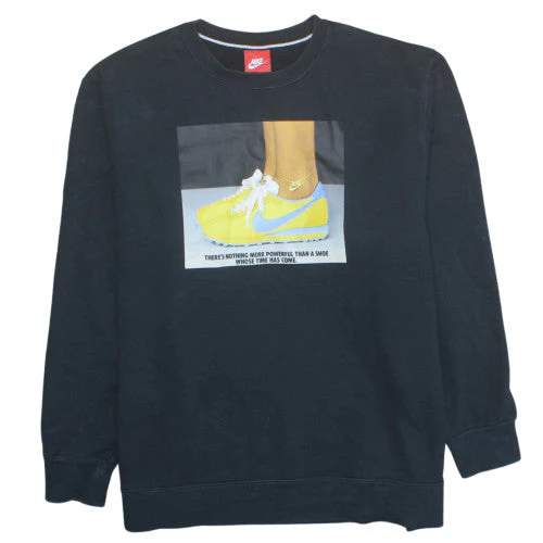 Nike Womens Black XL Pullover Sweatshirt Graphic Print Crew Neck