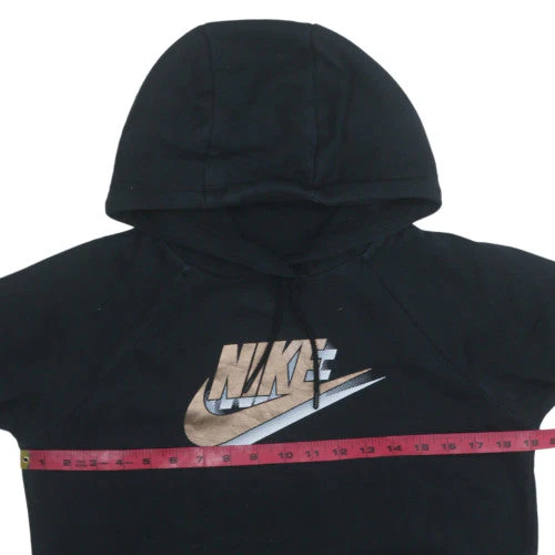 Nike Womens Black XS Pullover Hoodie Gold Logo Sweatshirt - Image 2
