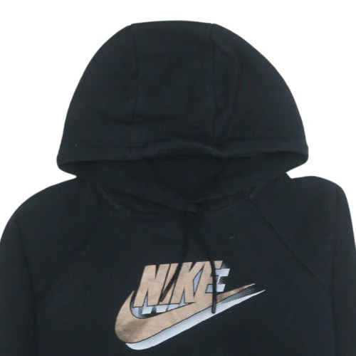 Nike Womens Black XS Pullover Hoodie Gold Logo Sweatshirt - Image 8