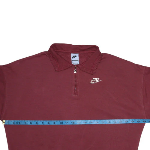Nike Womens Burgundy 1/4 Zip Oversized Sweatshirt S Cotton Blend - Image 2