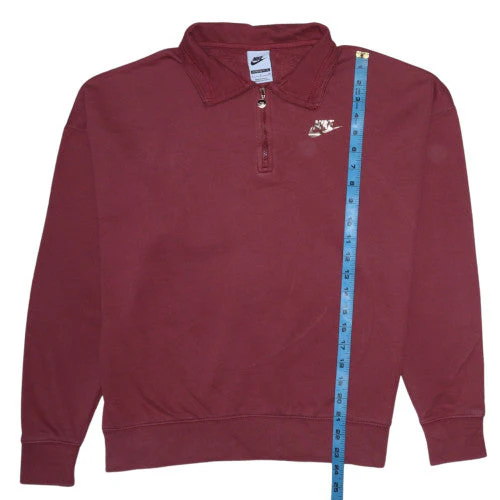 Nike Womens Burgundy 1/4 Zip Oversized Sweatshirt S Cotton Blend - Image 3
