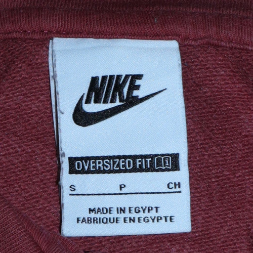 Nike Womens Burgundy 1/4 Zip Oversized Sweatshirt S Cotton Blend - Image 5