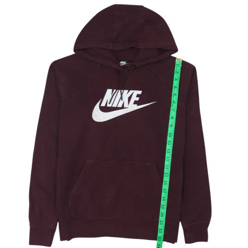 Nike Women's Burgundy Pullover Hoodie Small Cotton Logo Sweatshirt - Image 2