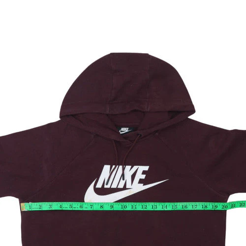 Nike Women's Burgundy Pullover Hoodie Small Cotton Logo Sweatshirt - Image 3