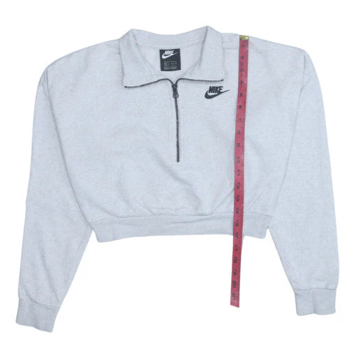 Nike Womens Grey 1/2 Zip Cropped Sweatshirt XS - Image 2