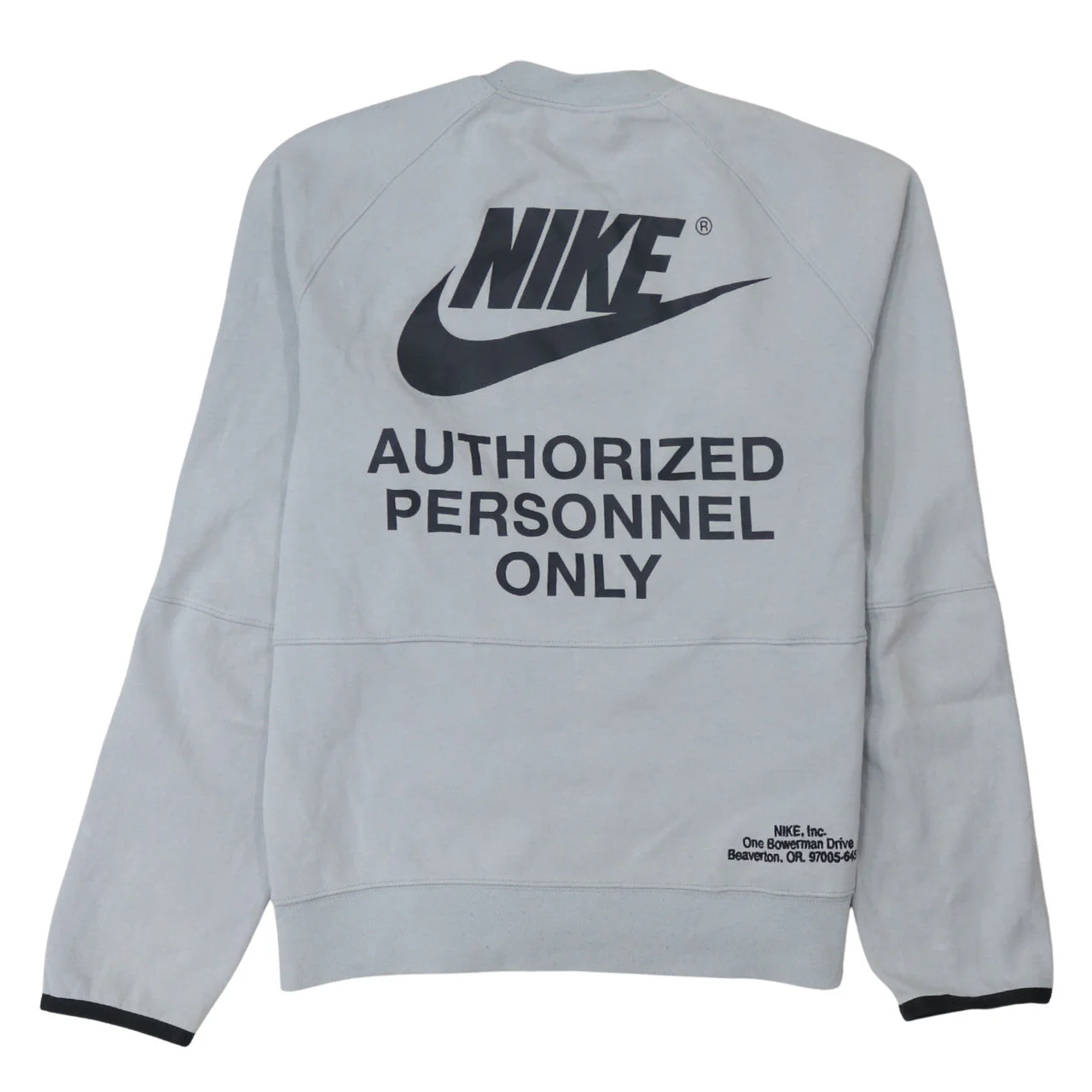 Nike Women's Grey 'Authorized Personnel Only' Logo Sweatshirt Size M - Image 4