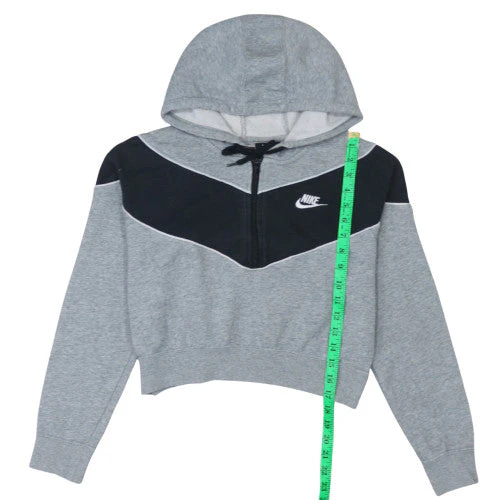 Nike Womens Grey Black 1/2 Zip Hooded Sweatshirt M - Image 3