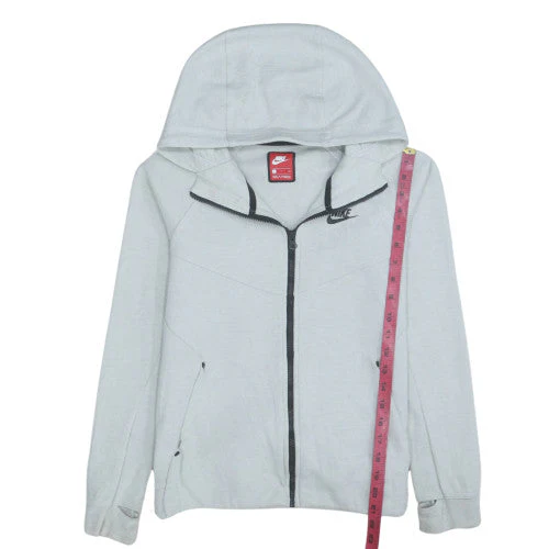 Nike Women's Grey Full Zip Hoodie Small Cotton Blend Sportswear - Image 3
