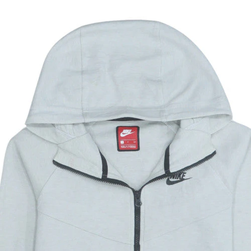 Nike Women's Grey Full Zip Hoodie Small Cotton Blend Sportswear - Image 8