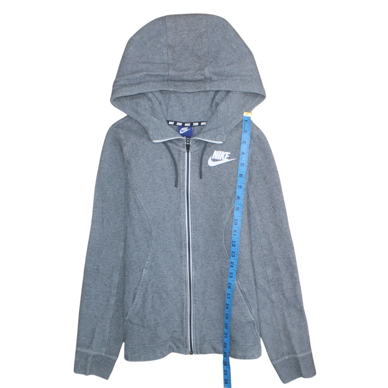 Nike Womens Grey Full Zip Hoodie XS Cotton Blend Sportswear - Image 3