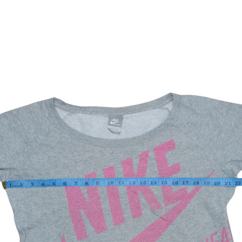 Nike Womens Grey Pink Logo Pullover Sweatshirt Size L - Image 3