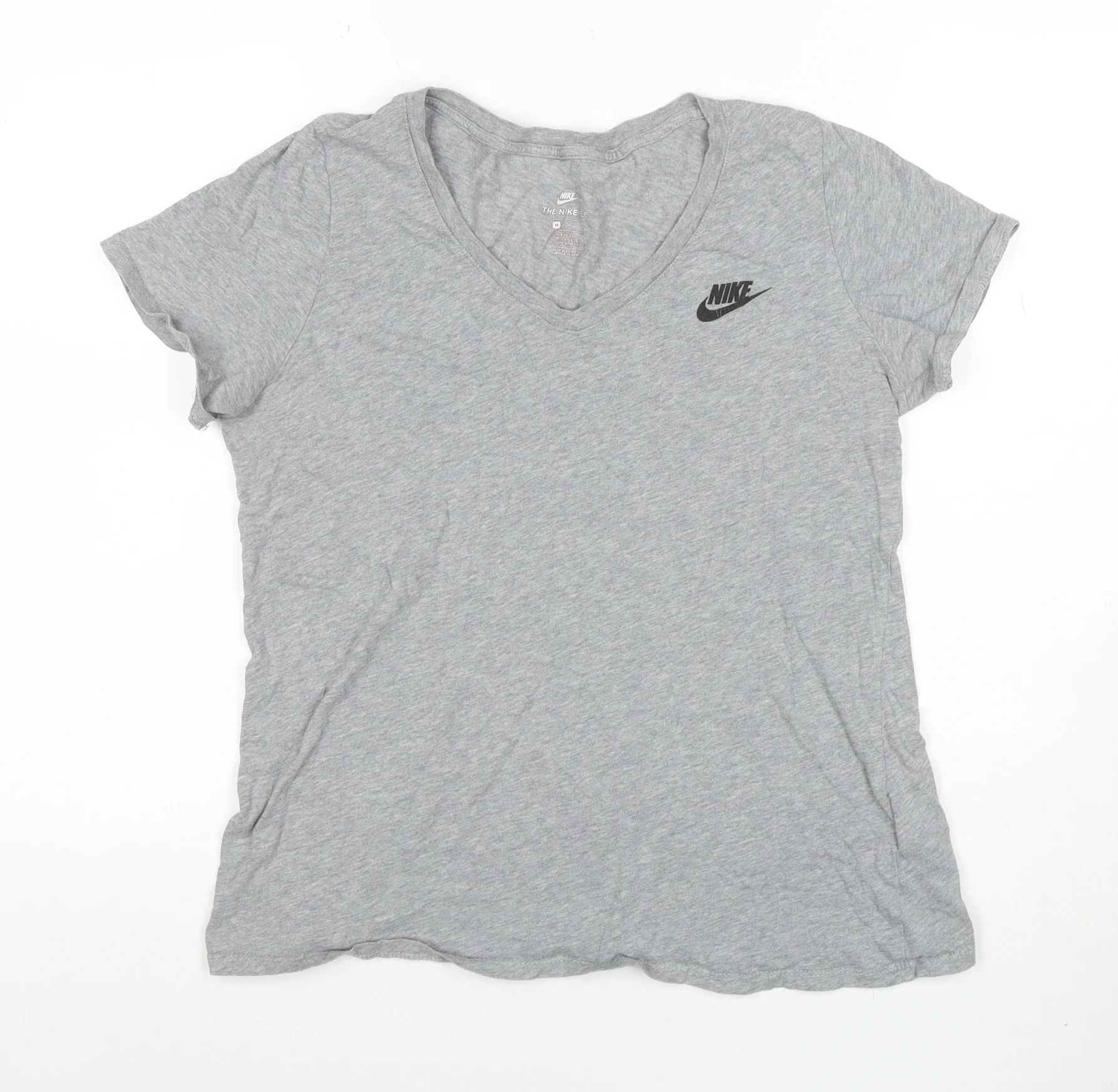 Nike Womens Grey V-Neck Short Sleeve Basic Cotton T-Shirt M