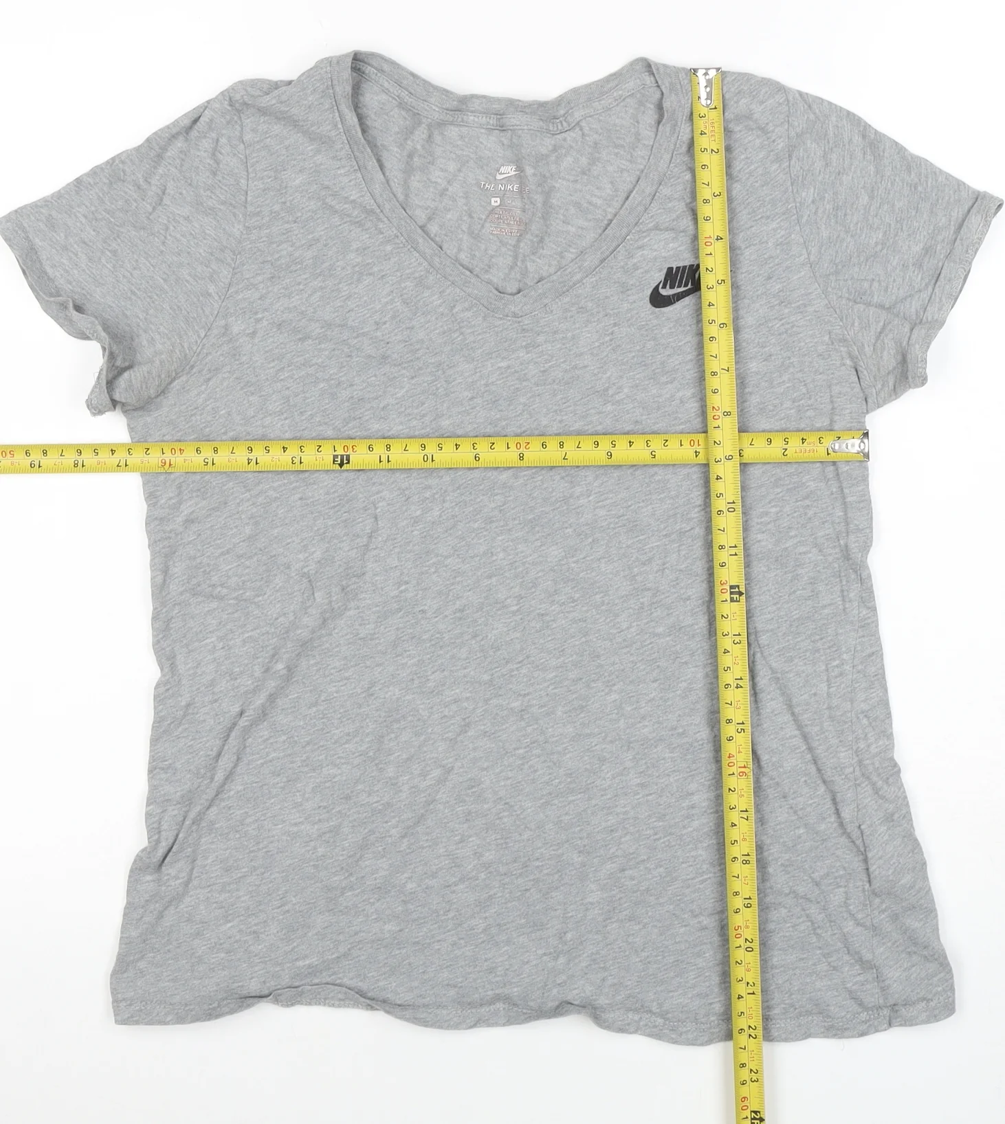 Nike Womens Grey V-Neck Short Sleeve Basic Cotton T-Shirt M - Image 2
