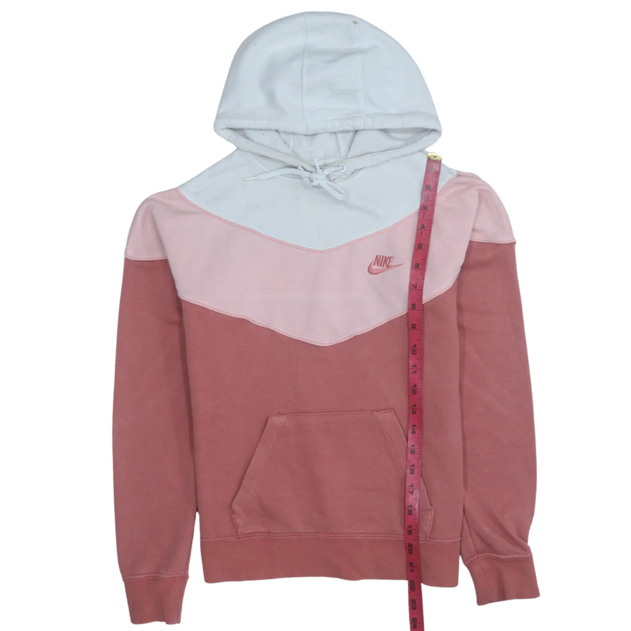 Nike Womens Pink Colourblock Pullover Hoodie XS Cotton Blend - Image 2