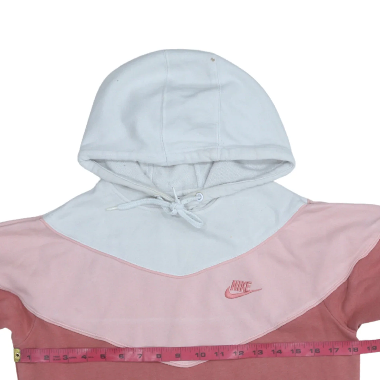 Nike Womens Pink Colourblock Pullover Hoodie XS Cotton Blend - Image 3