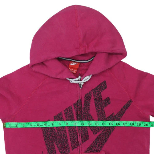 Nike Womens Pink Full Zip Hoodie M Logo Graphic Casual Sweatshirt - Image 2