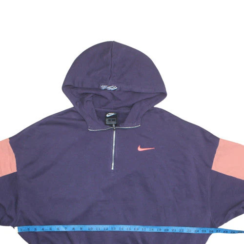 Nike Women's Purple & Pink 1/2 Zip Hooded Sweatshirt XL Cotton Blend - Image 2