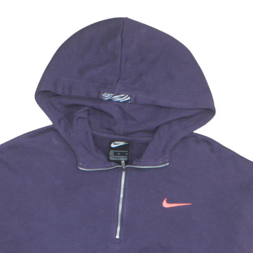 Nike Women's Purple & Pink 1/2 Zip Hooded Sweatshirt XL Cotton Blend - Image 5