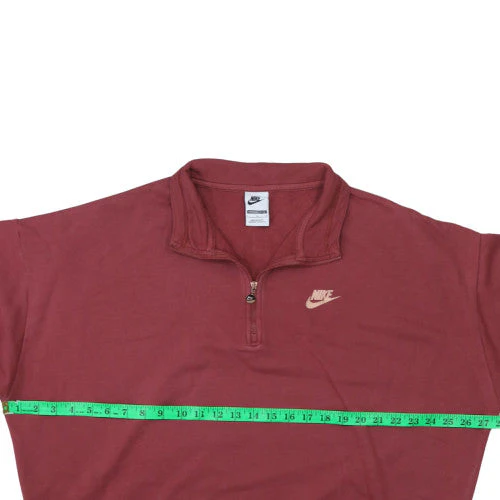 Nike Women's Red 1/2 Zip Oversized Fit Cotton Sweatshirt L - Image 2