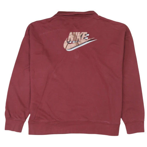 Nike Women's Red 1/2 Zip Oversized Fit Cotton Sweatshirt L - Image 4