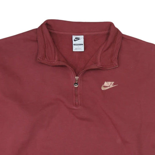 Nike Women's Red 1/2 Zip Oversized Fit Cotton Sweatshirt L - Image 8
