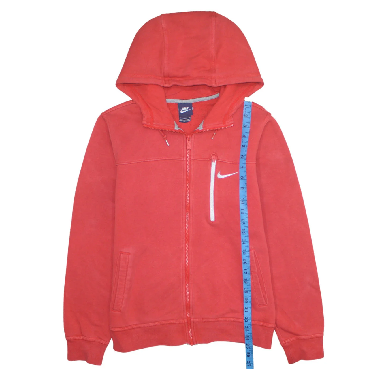 Nike Womens Red Full Zip Hoodie Small Cotton Blend Casual Sweatshirt - Image 3