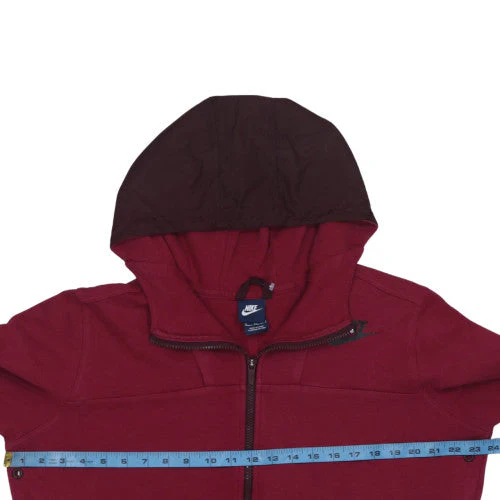 Nike Womens Red Full Zip Hoodie XL Cotton Blend Sportswear - Image 3