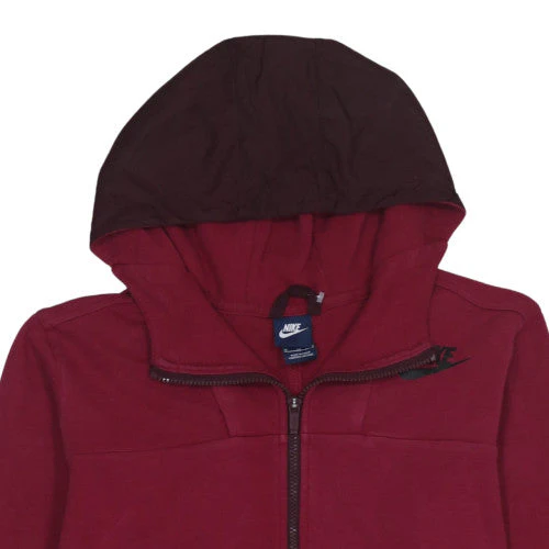 Nike Womens Red Full Zip Hoodie XL Cotton Blend Sportswear - Image 7