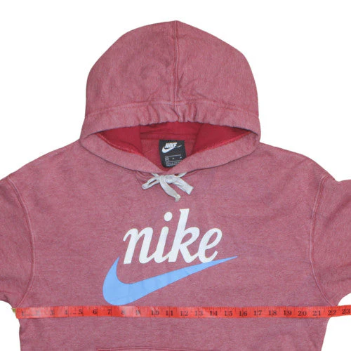 Nike Womens Red Pullover Hoodie M - Cotton Blend Logo Sweatshirt - Image 2