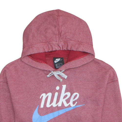 Nike Womens Red Pullover Hoodie M - Cotton Blend Logo Sweatshirt - Image 8